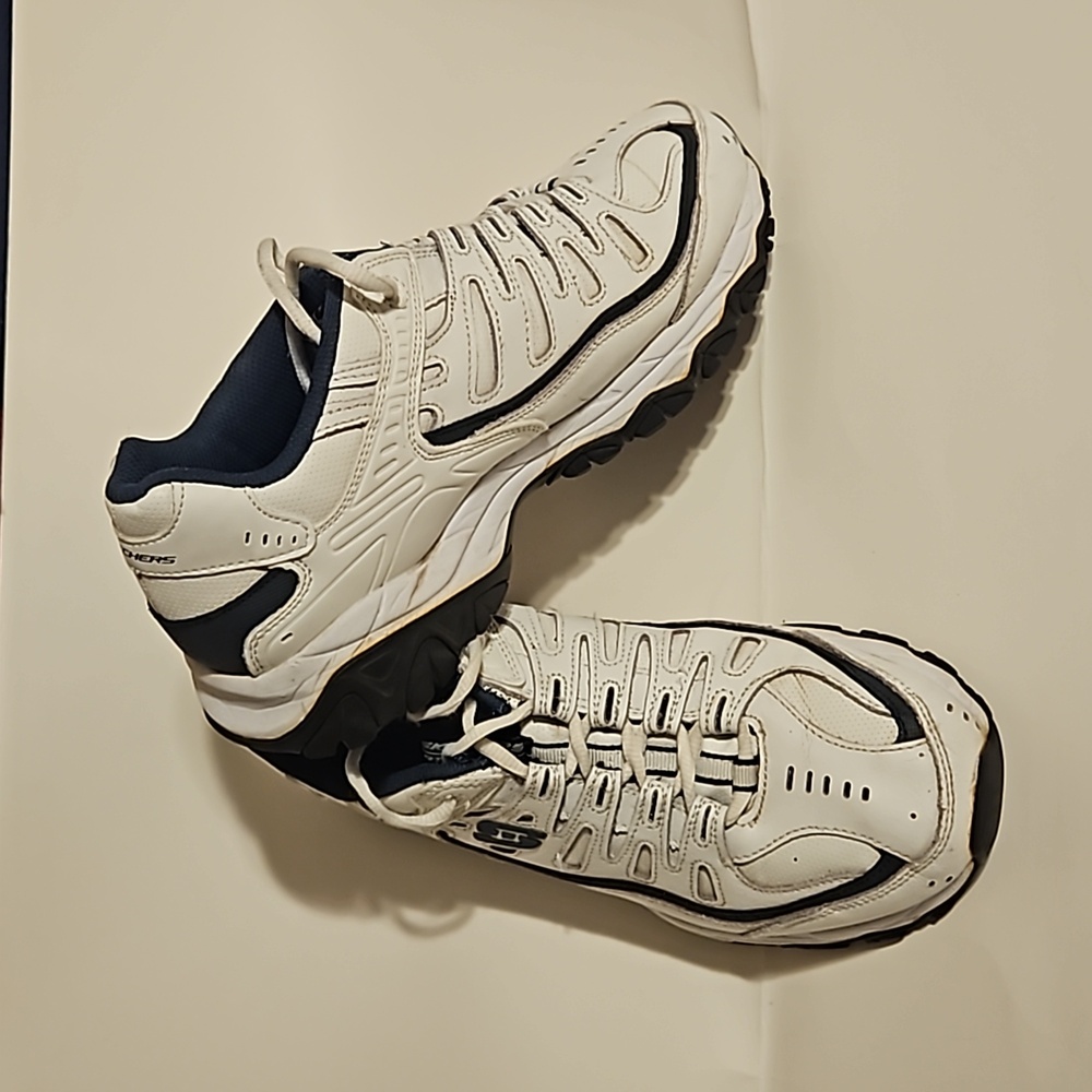 Skechers Afterburn White Leather 5012EWW Athletic Shoes Men's Size 8